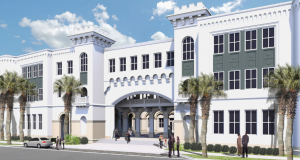 This rendering illustrates what the Capers Hall Replacement Project will look like from the Hagood Street perspective when complete. Rendering courtesy of Creech & Associates.